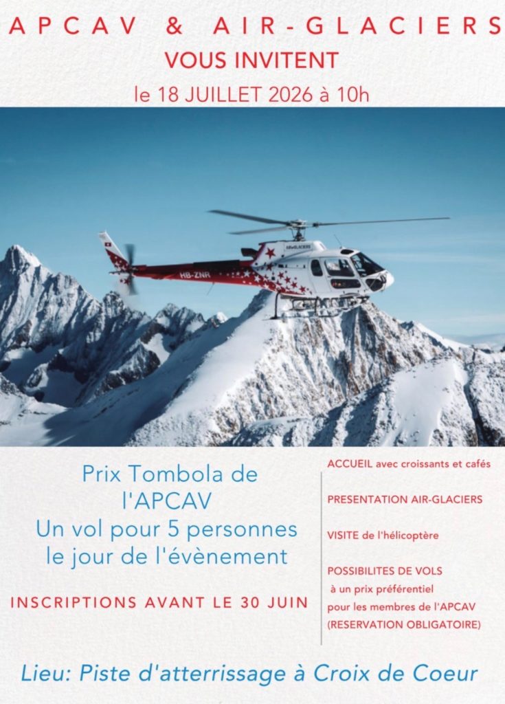 Evénement APCAV & Air-Glaciers le 18 juillet 2026